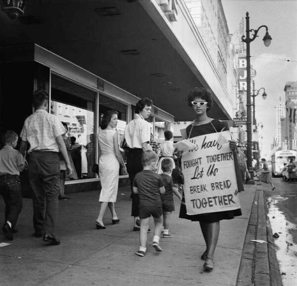 Photograph by Ernest Withers of an NAACP protester in 1960s Memphis, displayed in the documentary "The Picture Taker." Withers Family Trust. (PBS)