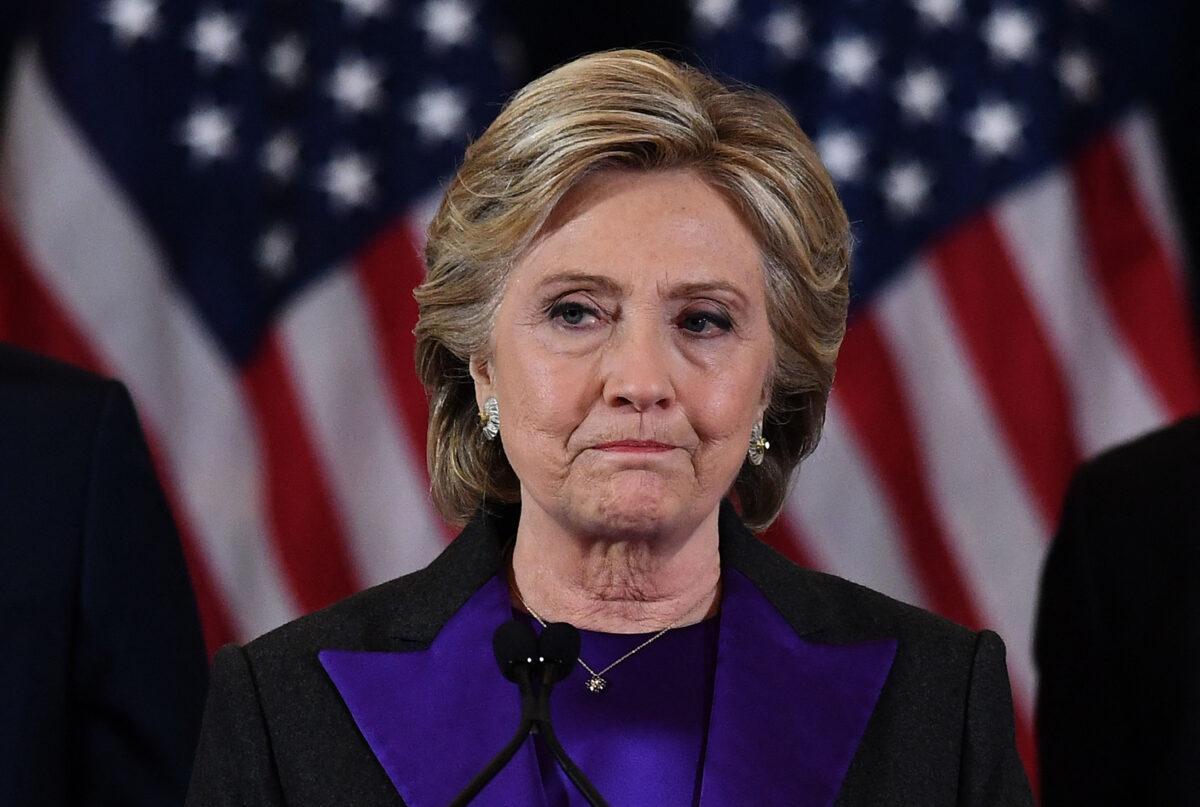 U.S. Democrat presidential candidate Hillary Clinton makes a concession speech after being defeated by Republican President-elect Donald Trump, in New York on Nov. 9, 2016. (Jewel Samad/AFP/Getty Images)