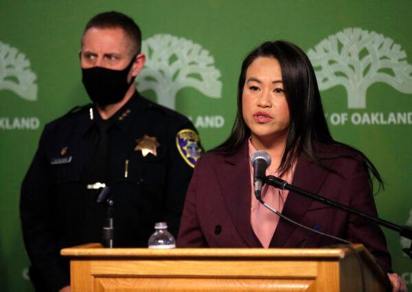 Surging Crime in California City Impacting Residents, Reaching ‘State of Emergency’ 3 Oakland Mayor Sheng Thao announces the firing of Oakland police Chief LeRonne Armstrong during a press conference at City Hall in Oakland, Calif., on Feb. 15, 2023. (Jane Tyska/Bay Area News Group via AP)