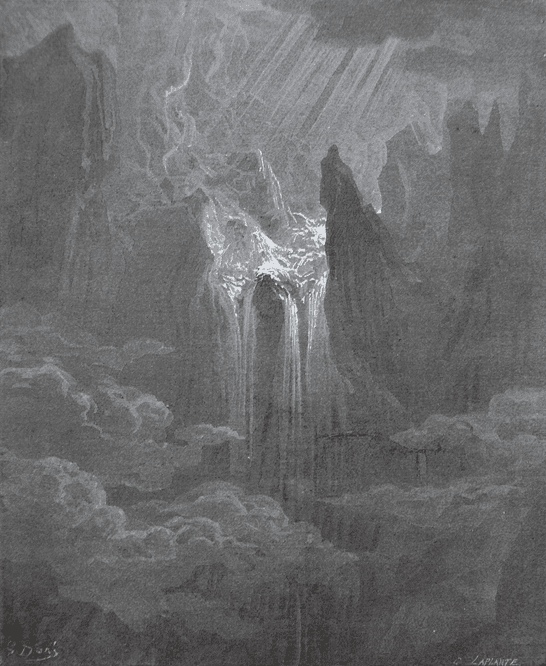 “Wave rolling after wave, where way they found;/If steep, with torrent rapture” (VII. Lines 298, 299), 1866, by Gustav Doré for John Milton’s “Paradise Lost.” Engraving. (Public Domain)