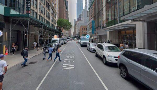 A Google Street View image shows West 31st Street in Manhattan. (Google Street View via The Epoch Times)