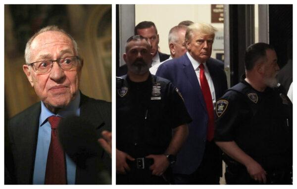 Alan Dershowitz and former President Donald Trump are seen in file photos. (Mario Tama/Getty Images; Michael M. Santiago/Getty Images)