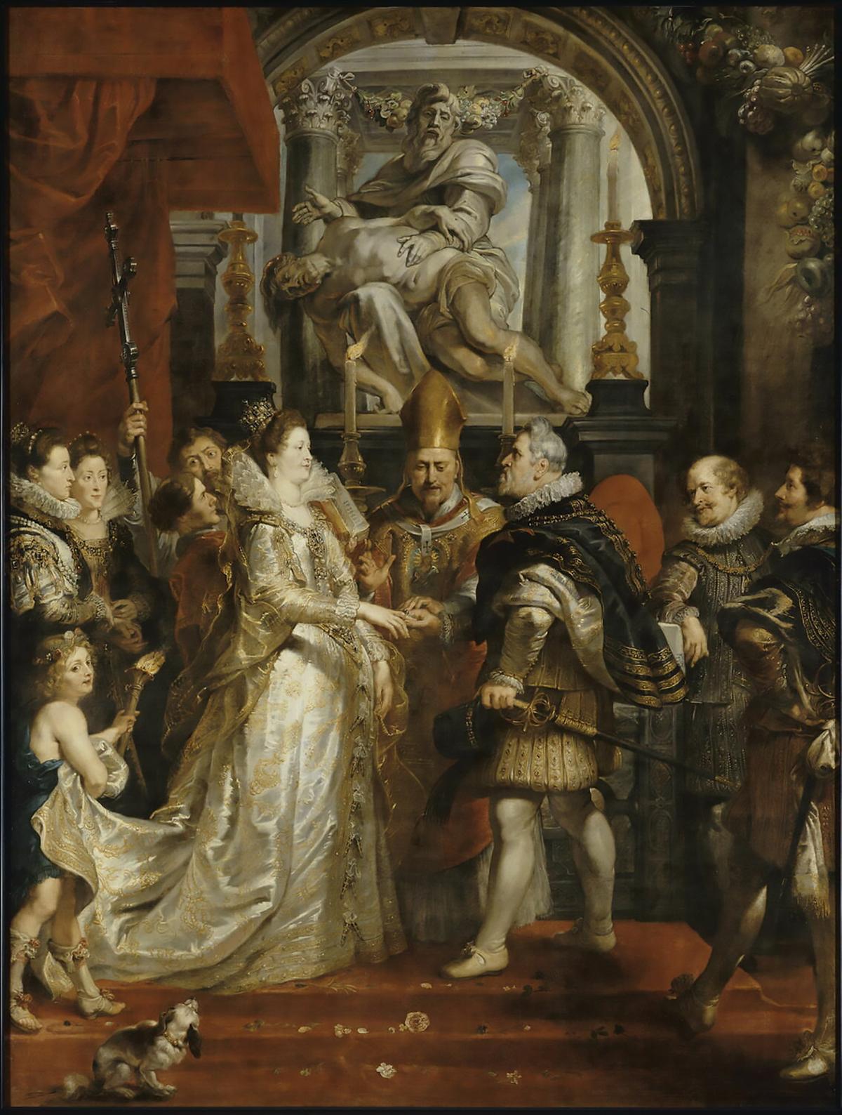 "The Wedding by Proxy of Marie de' Medici to King Henri IV," from the Marie de' Medici cycle, circa 1622–1625, by Peter Paul Rubens. Oil on canvas. Louvre Museum, Paris. (Public Domain)