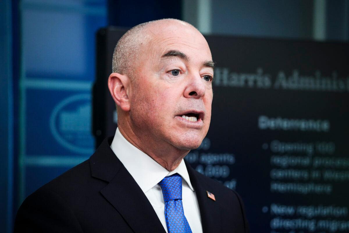 Massachusetts Governor Activates National Guard to Help Deal With Flood of Immigrants | USNN World News Secretary of Homeland Security Alejandro Mayorkas speaks during a press briefing at the White House in Washington on May 11, 2023. (Madalina Vasiliu/The Epoch Times)