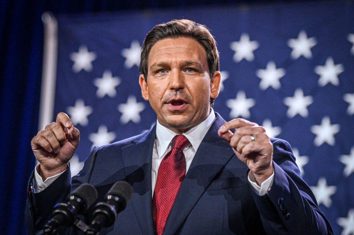 Ron DeSantis speaks at the Convention Center in Tampa, Fla., on Nov. 8, 2022. (Giorgio Viera/AFP via Getty Images)