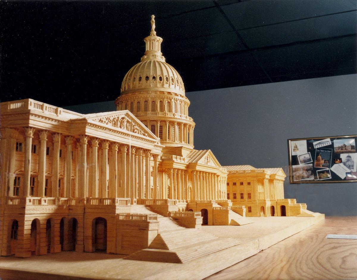 A model of the U.S. Capitol, made of 478,000 matchsticks, completed in 2001. (Courtesy of Patrick Acton)