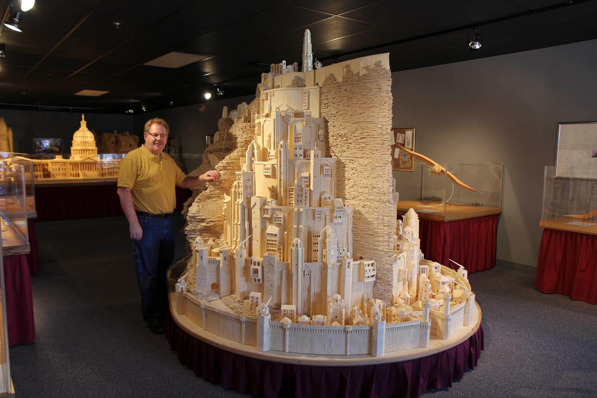 A model of Minas Tirith from "The Lord of the Rings" films, made of 42,0000 matchsticks, completed in 2010. (Courtesy of Patrick Acton)