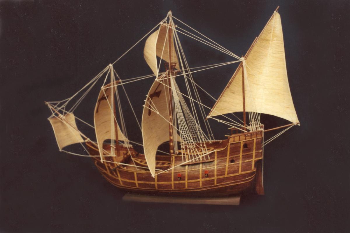 A model of Christopher Columbus's Santa Maria ship, made of 27,000 matchsticks, completed in 1991. (Courtesy of Patrick Acton)