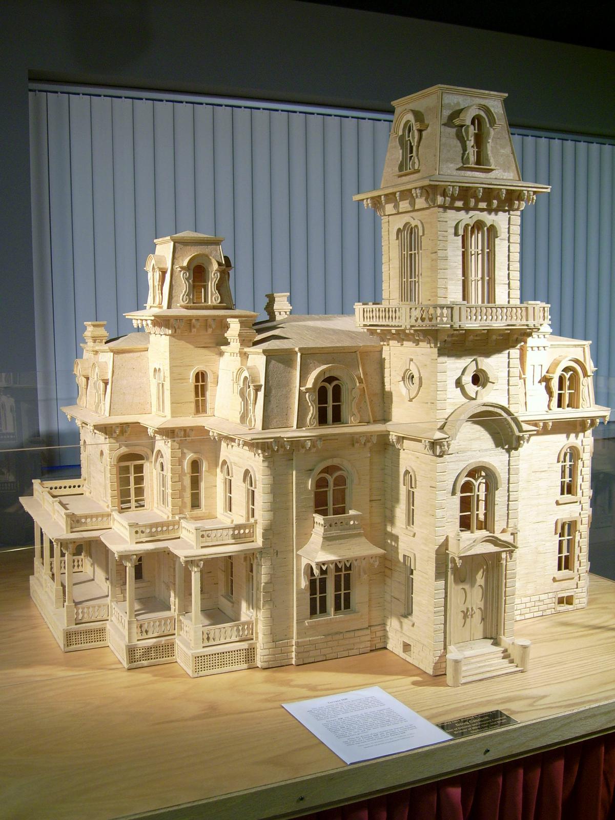 A model of the Governor's mansion in Terrace Hill, Iowa, made of 193,000 matchsticks, completed in 1996. (Courtesy of Patrick Acton)