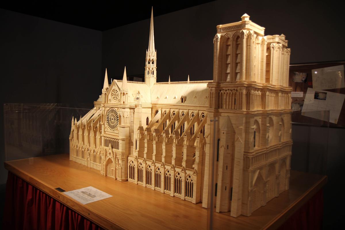 A model of Notre Dame Cathedral, made of 298,000 matchsticks, completed in 2012. (Courtesy of Patrick Acton)