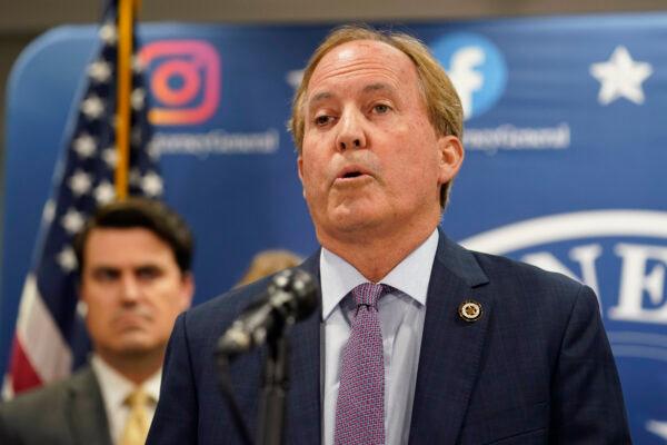Texas Attorney General Ken Paxton makes a statement at his office in Austin, Texas, on May 26, 2023. (Eric Gay/AP Photo)