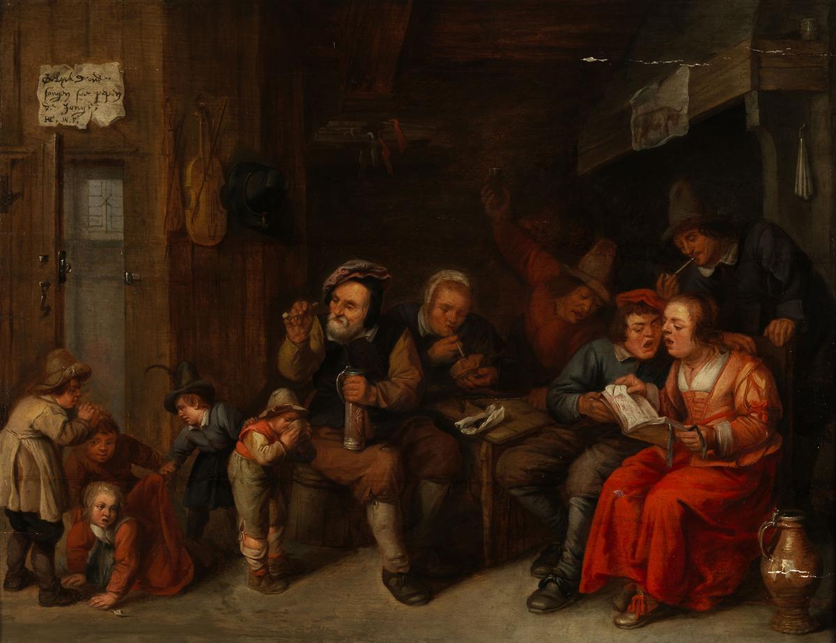 "As the Old Sing, So Pipe the Young," 17th century, by Monogrammist H.C. Oil on panel. Private Collection. (Public Domain)