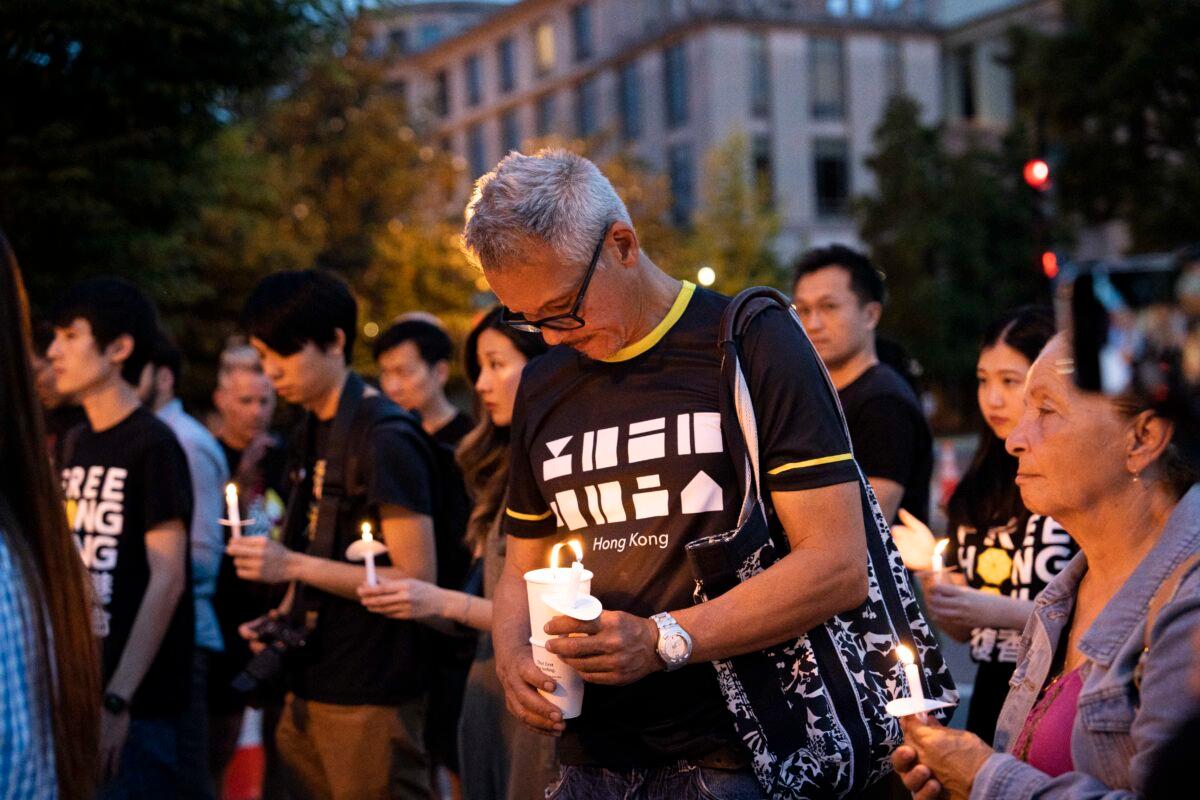 Attendees at a candlelight vigil in Washington on June 2, 2023, mourning the victims of the 1989 Tiananmen Square massacre. (Madalina Vasiliu/The Epoch Times)
