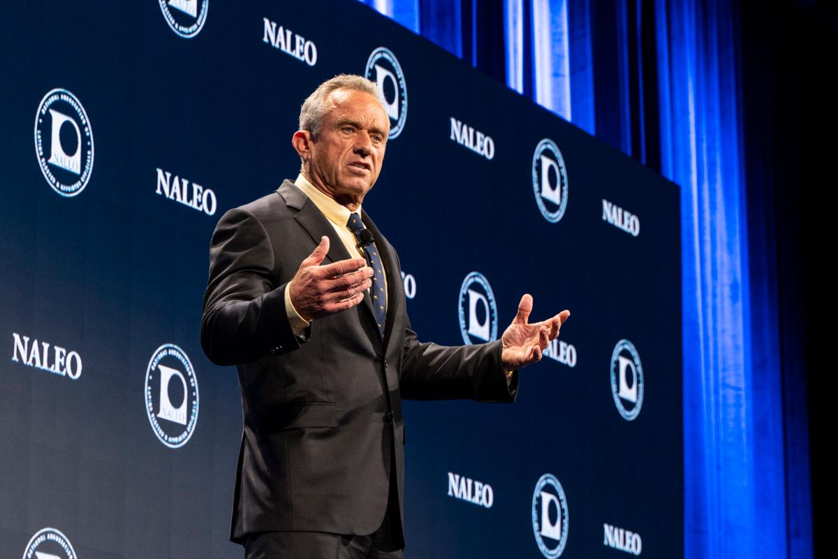 Democrat Presidential Candidate Robert F. Kennedy, Jr. speaks at the NALEO Presidential Forum in New York City on July 14, 2023. (Chung I Ho/The Epoch Times)