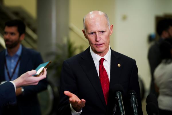 Sen. Rick Scott (R-Fla.) speaks during a press conference in the U.S. Capitol in Washington on July 11, 2023. (Madalina Vasiliu/The Epoch Times)
