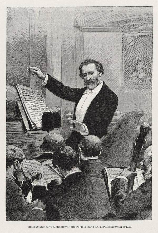 Verdi conducting the 1880 Paris Opera premiere of "Aida." (Public Domain)