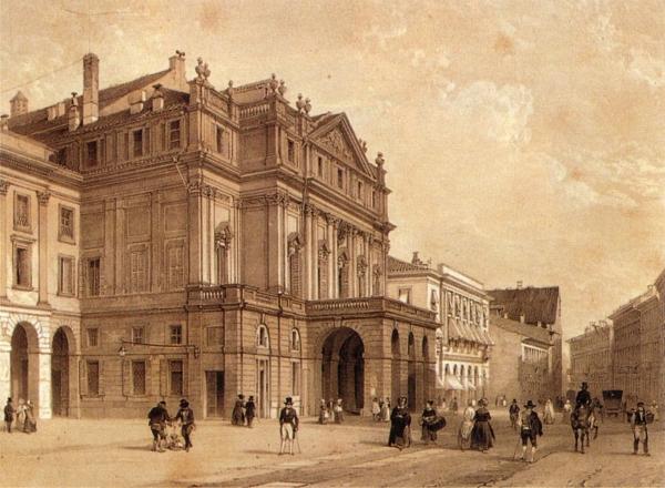 A 19th-century depiction of the Teatro alla Scala. (Public Domain)