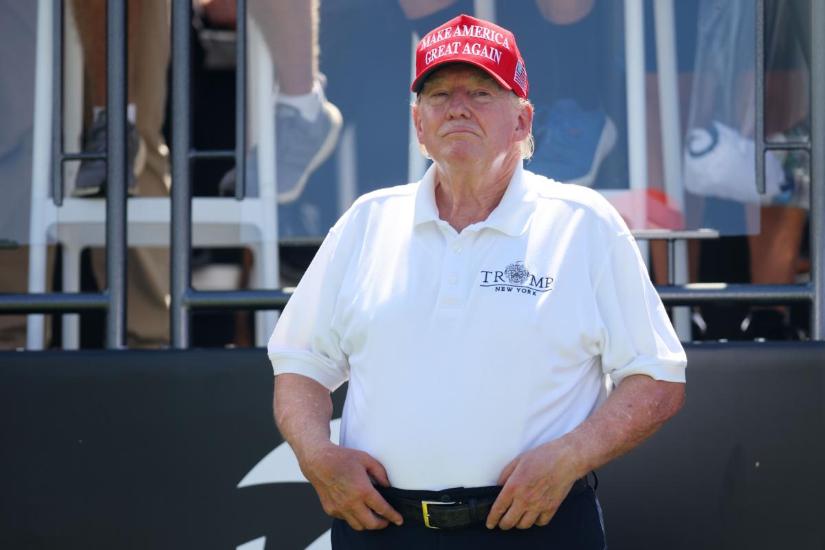 Former President Donald Trump at Trump National Golf Club in Bedminster, New Jersey, on August 13, 2023. (Mike Stobe/Getty Images)