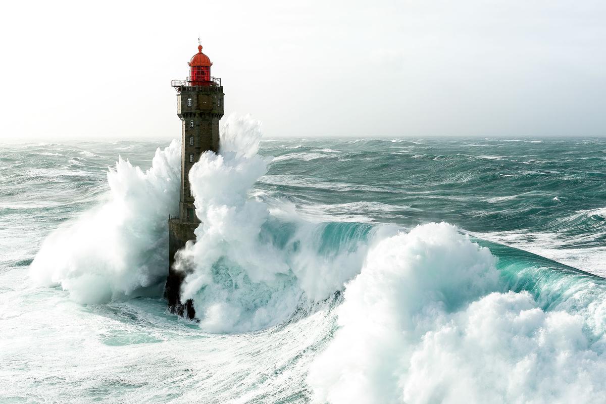 Jument Lighthouse during the Ruzica storm in 2016. (Courtesy ofMathieu RivrinviaMathieu Rivrin Photographies)