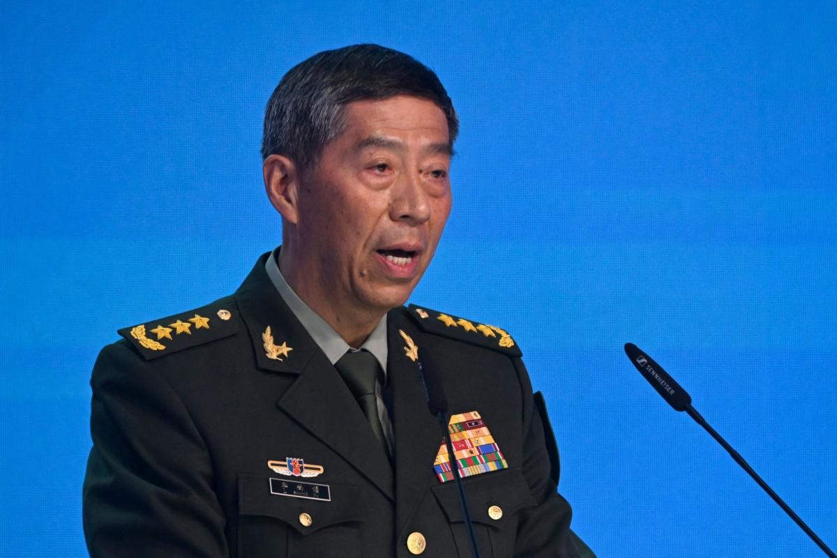 China's Defense Minister Li Shangfu addresses a speech during the Moscow Conference on International Security in Kubinka, on the outskirts of Moscow, on Aug. 15, 2023. (Alexander Nemenov/AFP via Getty Images)