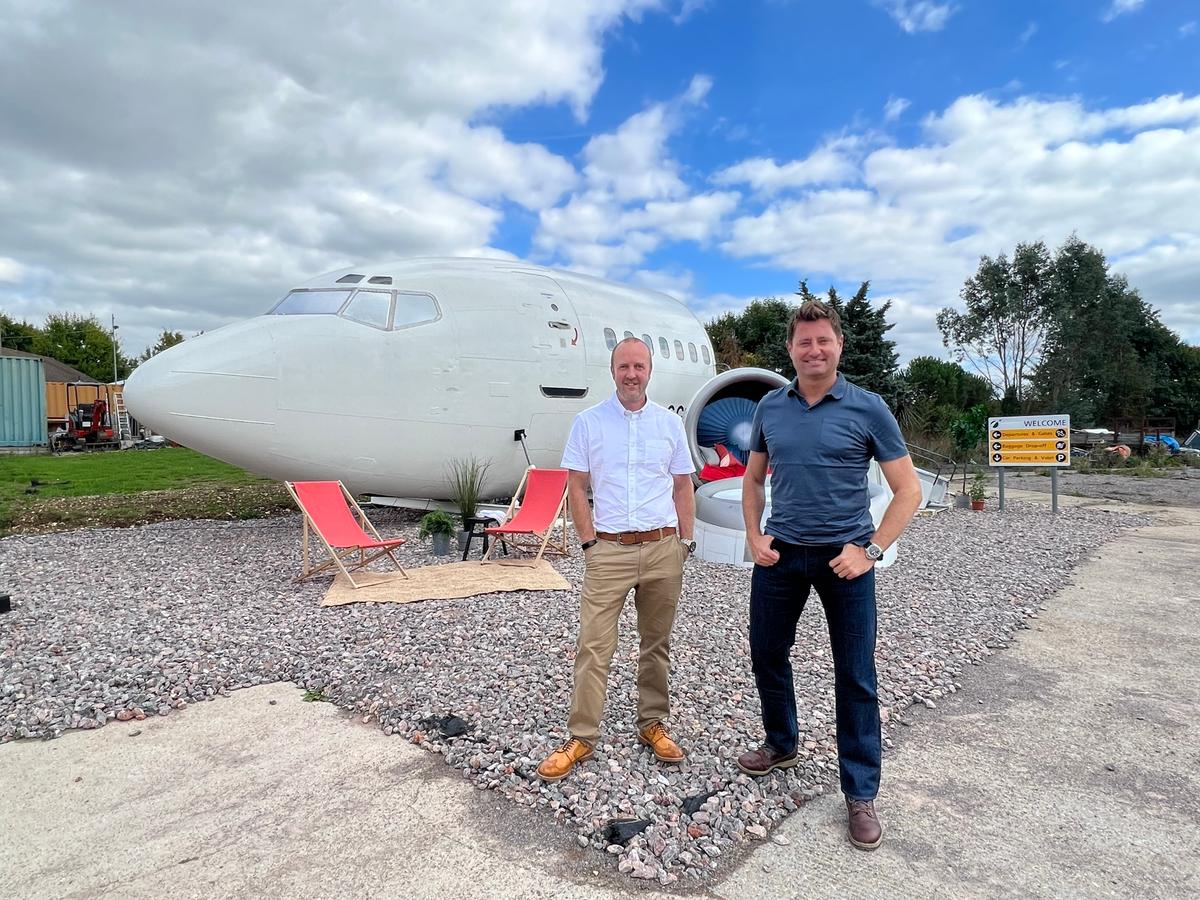 Mr. Northam (L) with the converted aircraft. (Courtesy of Steven Northam)