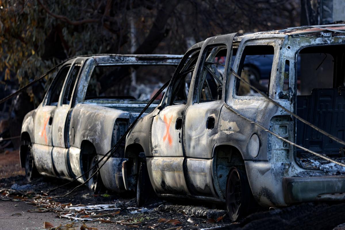 In Maui Fires, Defying Police Blockades Proved Life-Saving | USNN World News Burned cars sit in front of a home that was destroyed by the Aug. 8 wildfire in Lahaina, Hawaii, on Aug. 16, 2023. (Justin Sullivan/Getty Images)