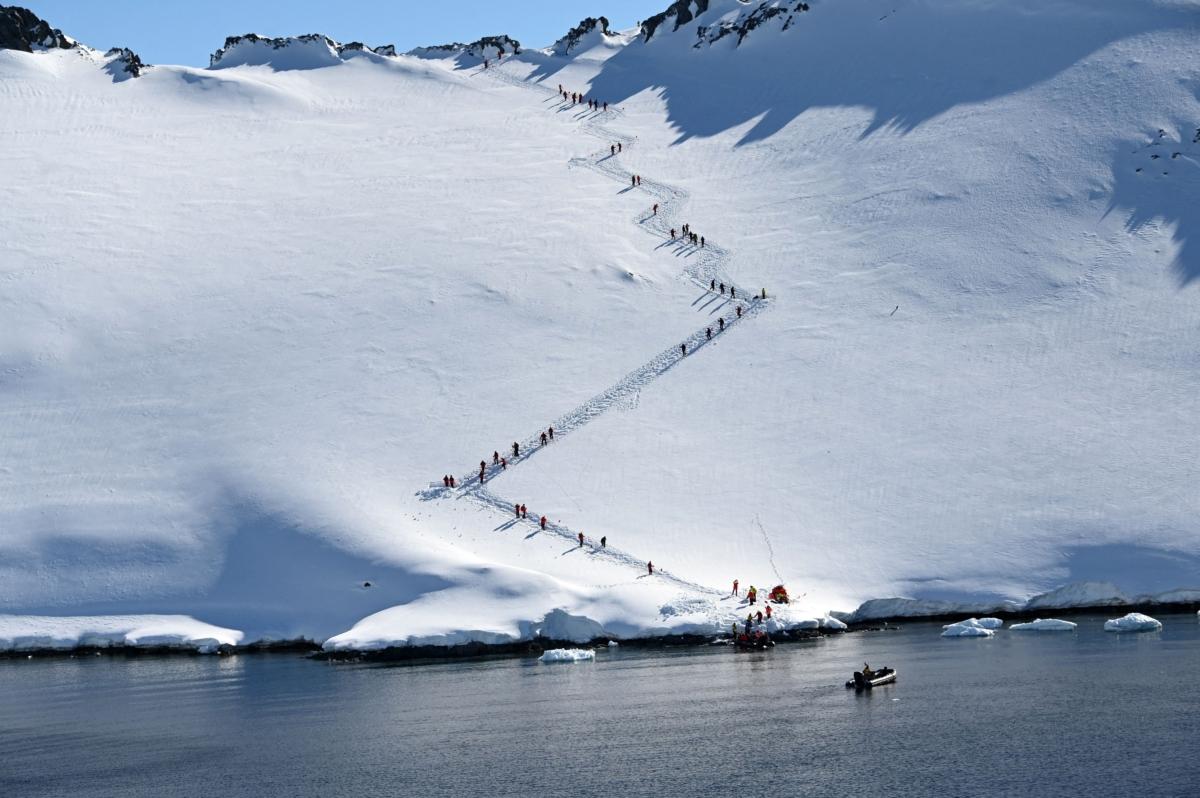 Tourists visit Orne Harbur in South Shetland Islands, Antarctica on November 08, 2019. (Johan Oordonez/Getty Images)