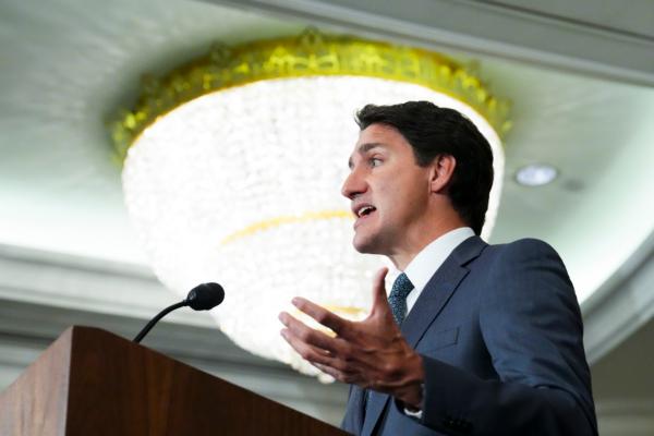 Prime Minister Justin Trudeau holds a press conference in Singapore on Sept. 8, 2023. (Sean Kilpatrick/The Canadian Press)