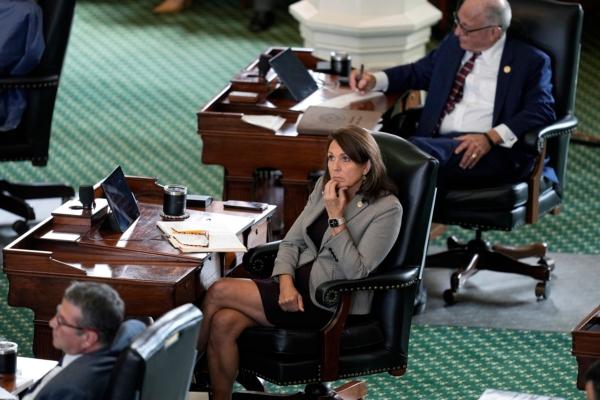 State Sen. Angela Paxton, (R-McKinney), wife of suspended Texas state Attorney General Ken Paxton, listens to testimony during her husband's impeachment trial at the Texas Capitol in Austin, Texas, on Sept. 14, 2023. (Eric Gay/AP Photo)