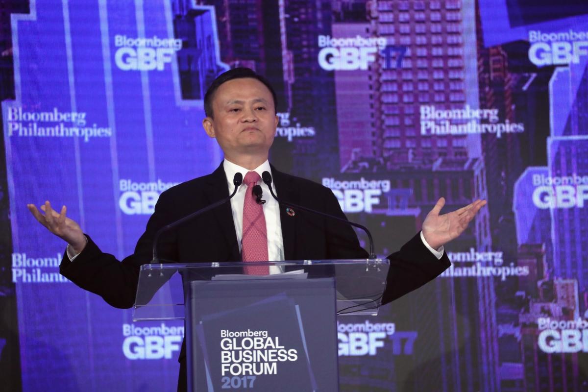 Jack Ma, executive chairman of Alibaba Group, speaks at the Bloomberg Global Business Forum in New York City on Sept. 20. 2017. (John Moore/Getty Images)