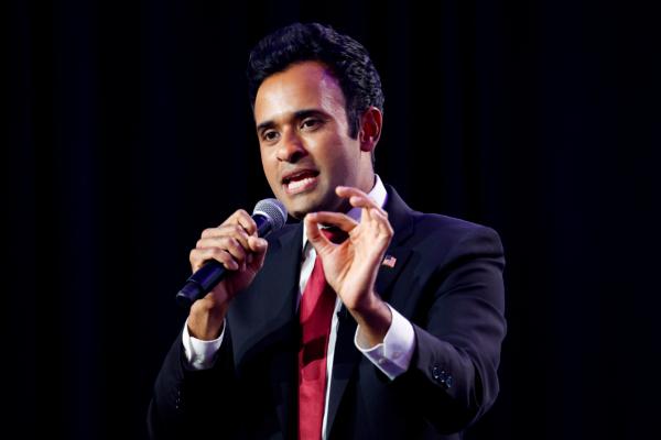 Republican presidential candidate Vivek Ramaswamy speaks at the Pray Vote Stand Summit at the Omni Shoreham Hotel in Washington on Sept. 15, 2023. (Anna Moneymaker/Getty Images)
