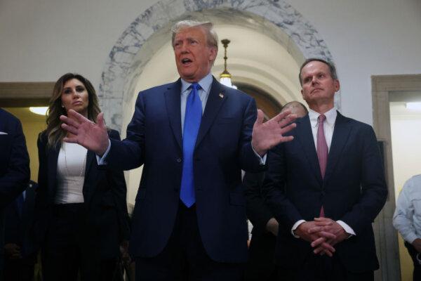 US Supreme Court Rejects Challenge to Block Trump in 2024 2 Former President Donald Trump speaks to the media as he arrives at New York State Supreme Court to start the civil fraud trial against him in New York City on Oct. 2, 2023. (Spencer Platt/Getty Images)
