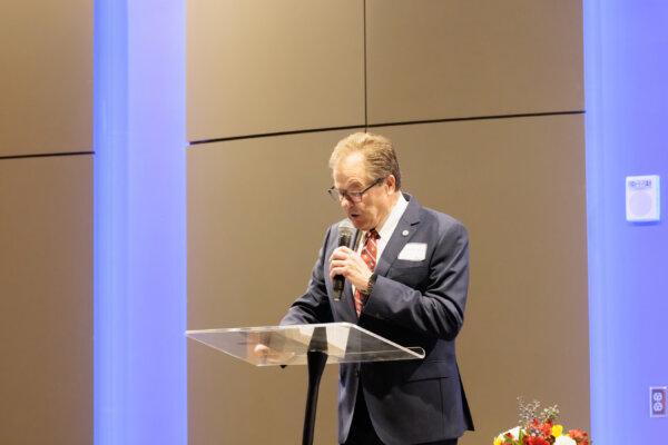 National Apostolic Christian Leadership Conference Director Rev. David Tipton introduces Robert F. Kennedy Jr. at the Mississippi Civil Rights Museum in Jackson, Mississippi, on Oct. 2, 2023. (Courtesy of Charlotte Stringer Photography)