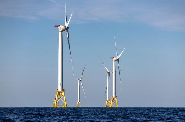 Wind turbines at the Block Island Wind Farm near Block Island, R.I., on July 7, 2022. (John Moore/Getty Images)