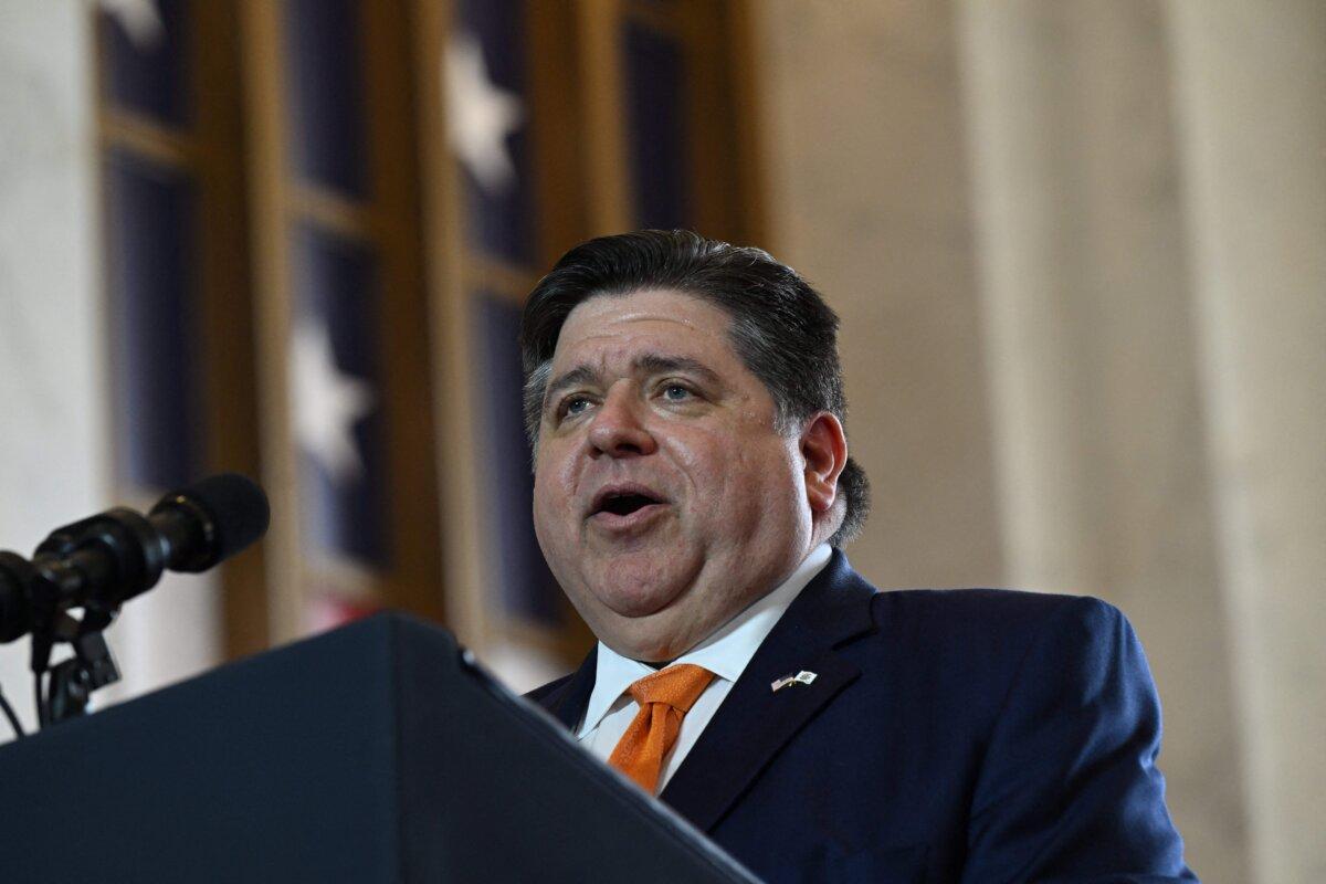 Illinois Governor J.B. Pritzker speaks before US President Joe Biden delivers remarks about the economy at the Old Post Office in Chicago, Illinois, on June 28, 2023. (Andrew Caballero-Reynolds/AFP via Getty Images)