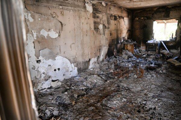 A house is completely destroyed after Hamas terrorists attacked near the border of Gaza, in Nir Oz, Israel, on Oct. 19, 2023. (Alexi J. Rosenfeld/Getty Images)