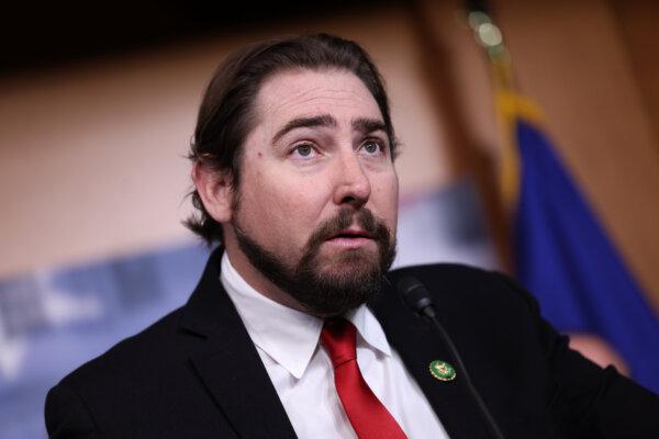 Rep. Eli Crane (R-Ariz.) speaks at a press conference on the debt limit and the Freedom Caucus's plan for spending reduction at the U.S. Capitol in Washington on March 28, 2023. (Kevin Dietsch/Getty Images)