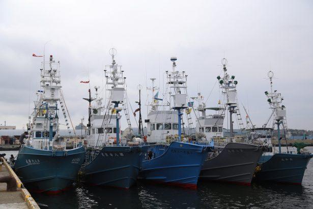 Whaling ships which are set to join the resumption of commercial whaling are seen before they sail out at a port in Kushiro, Hokkaido Prefecture, Japan, July 1, 2019. (Masashi Kato/Reuters)
