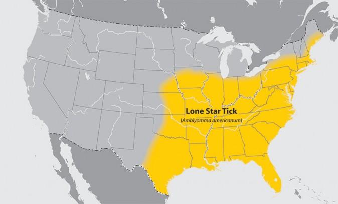 Lone star tick distribution in U.S. (U.S. Center for Disease Control and Prevention)