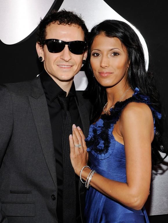 Musician Chester Bennington of the band Linkin Park and wife Talinda Bentley  at the 52nd Annual Grammy Awards in Los Angeles, Calif., on Jan. 31, 2010. (Larry Busacca/Getty Images for NARAS)