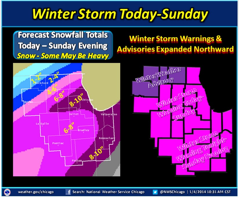 Weather Forecast Chicago Today Winter Storm, Up to 10 Inches of Snow