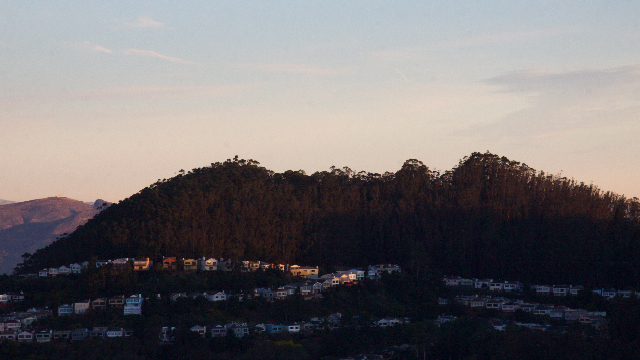 A view of Mount Sutro from Mount Davidson.