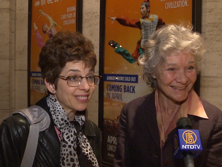 Margaret Emory, an editor at Brain World Magazine, with actress and musician, Helene Jean Arthur, attend Shen Yun