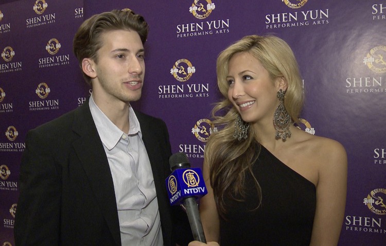 Classically trained singer Natascha Bessez and her companion Hunter Johansson enjoyed Shen Yun Performing Arts International Company at the Lincoln Center, April 21. (Courtesy of NTD Television)
