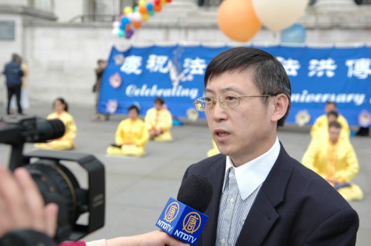 Dr Liu, chairman of the Falun Dafa Association in the UK. (Epoch Times)