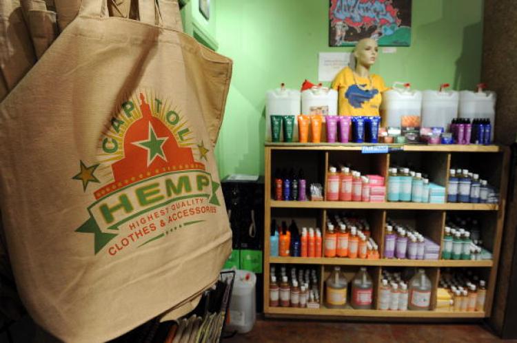 Hemp hand bags and bath products (above) are among the many hemp products for sale at the 'Capitol Hemp' store on May 20, 2010 in Washington, DC.  (Tim Sloan/AFP/Getty Images)