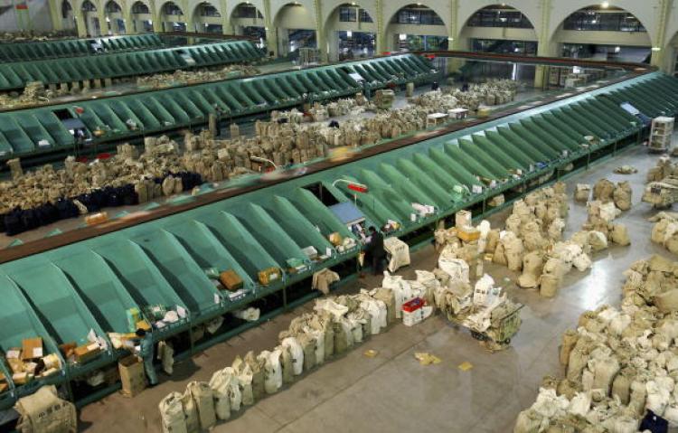 Shanghai Pudong airport mail processing center. (Getty Images)