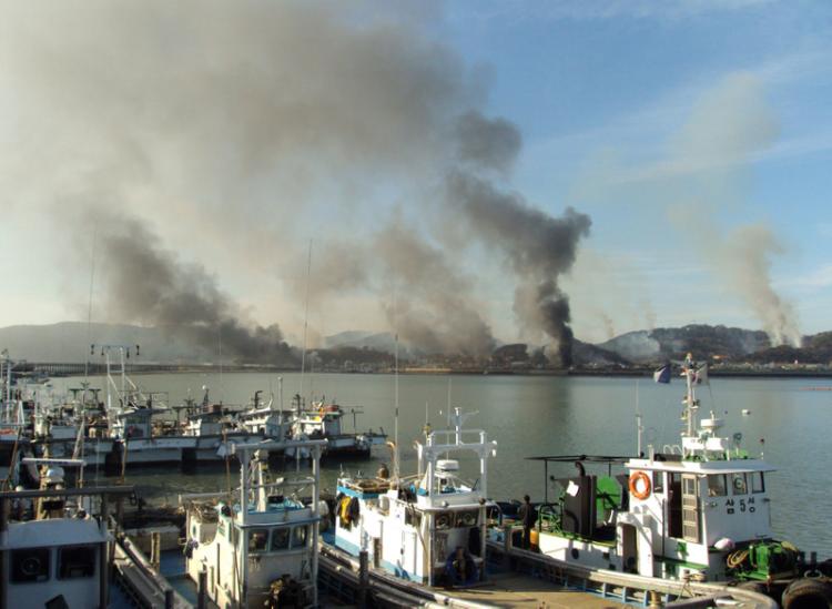 North Korea bombarded the South Korea's Yeonpyeong Island, 52 miles from Seoul, on Nov. 23, 2010. (AFP)