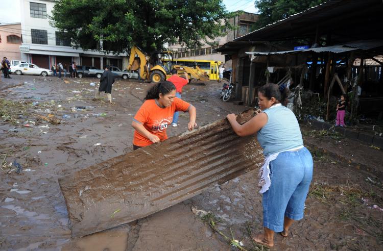 Destruction caused by tropical storm Agatha, in the neighbourhood of El Chile, in Tegicigalpa on May 31. The first tropical storm of the season killed at least 142 people across Central America.  (Orlando Sierra/Getty Images )