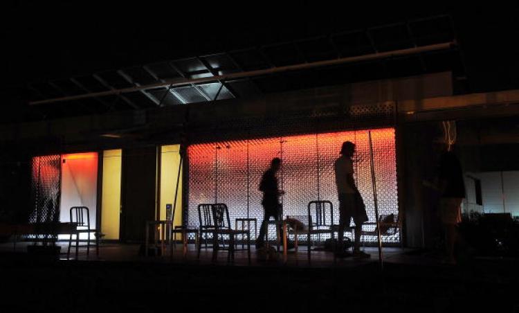 First place winnner Virginia tech Institute and State University as their solar house is lit up by solar energy on June 22, in Madrid, Spain. 16 universities from around the world competed with their carbon-free solar powered houses in the 10-day 'Solar Decathlon.' (Denis Doyle/Getty Images)